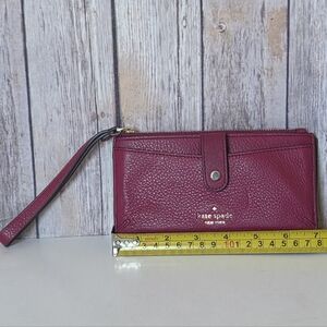 kate spade Pebbled Leather Wristlet Wallet - Raspberry